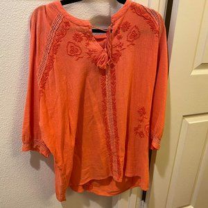 Rachel Zoe Embroidered Bohemian Blouse with Tassels